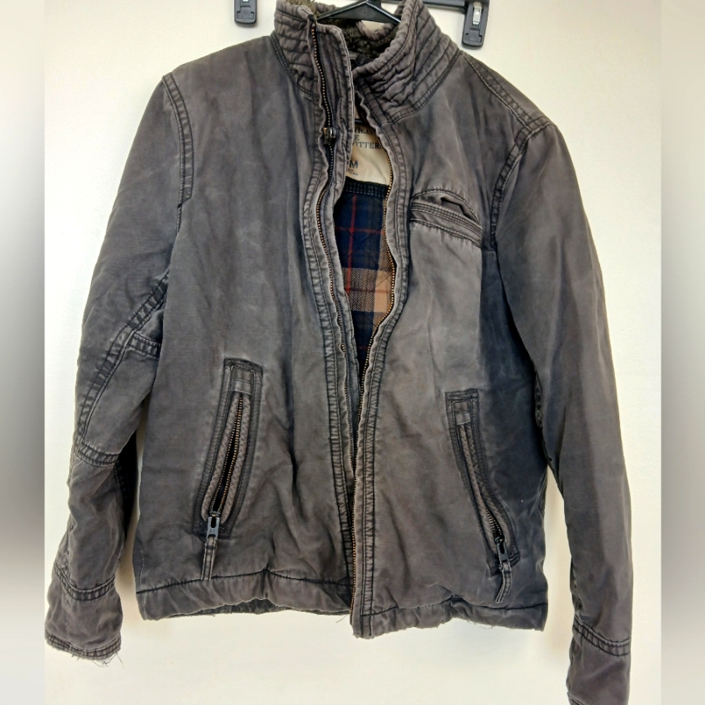 American Eagle Outfitters Men's Charcoal Gray Outdoor Jacket: M
